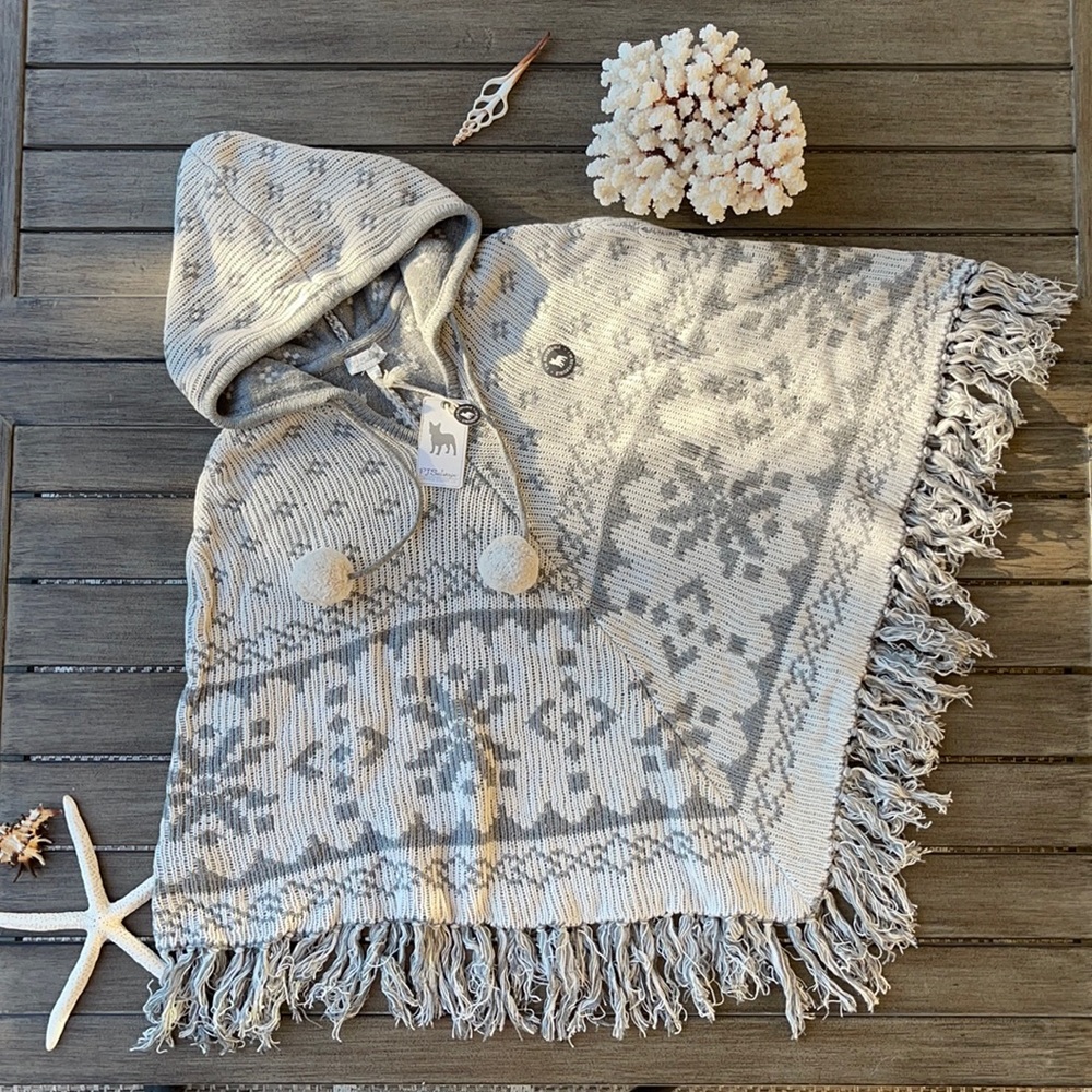 🔆PJ SALVAGE🔆 NATURAL PONCHO SWEATER REVERSIBLE - Picture 4 of 16